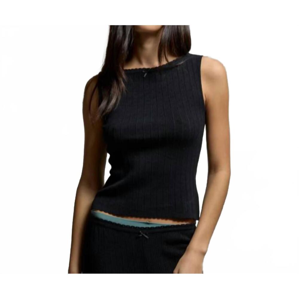NEW ASHER paisley pointelle muscle tank in black